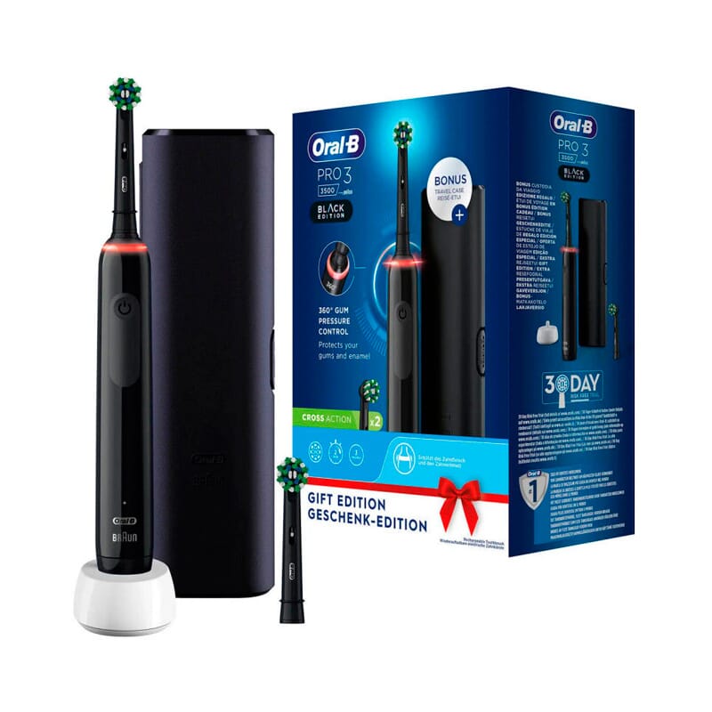 Oral-B Cepillo Electrico PRO3 3500 Black Edition + 2 Cabezales