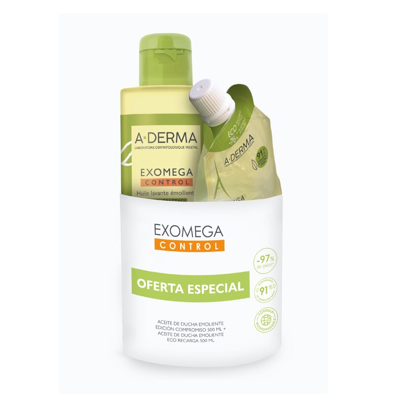 Exomega Controle Olie Douche 500 ml + 500 ml Eco-Regarga