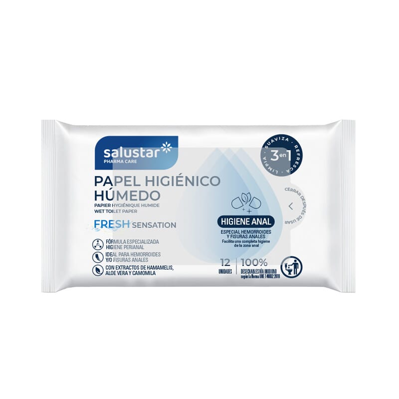 Papier Toilette Humide Spécial Hémorroïdes Et Fissures 12 Unités
