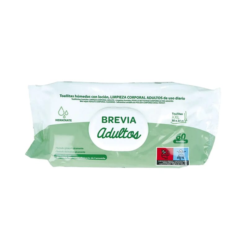 Brevia XXL Wischtücher mit Reinigungslotion für Erwachsene 60 St