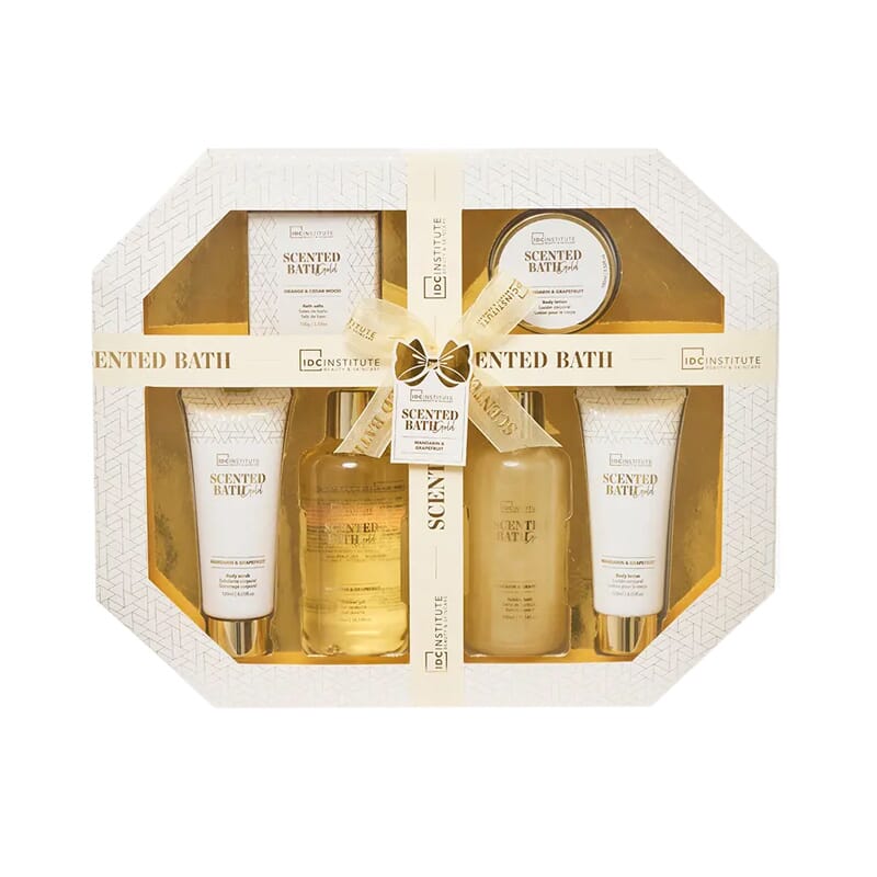 Set Bath Gold Gel + Espuma + Exfoliante + Loción + Sales + Crema