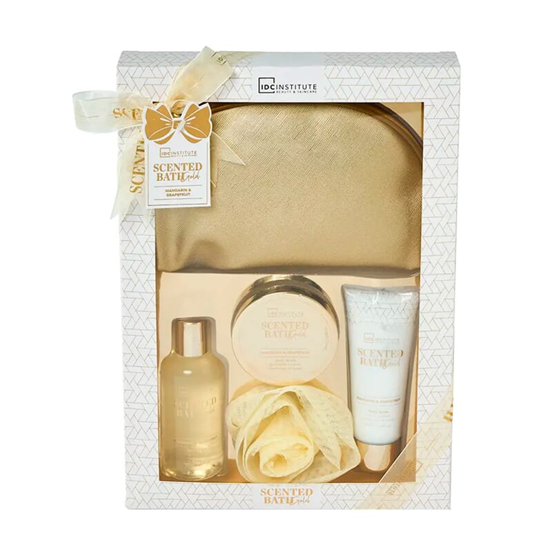 Set Scented Bath Gold Gel + Loción + Exfoliante + Esponja