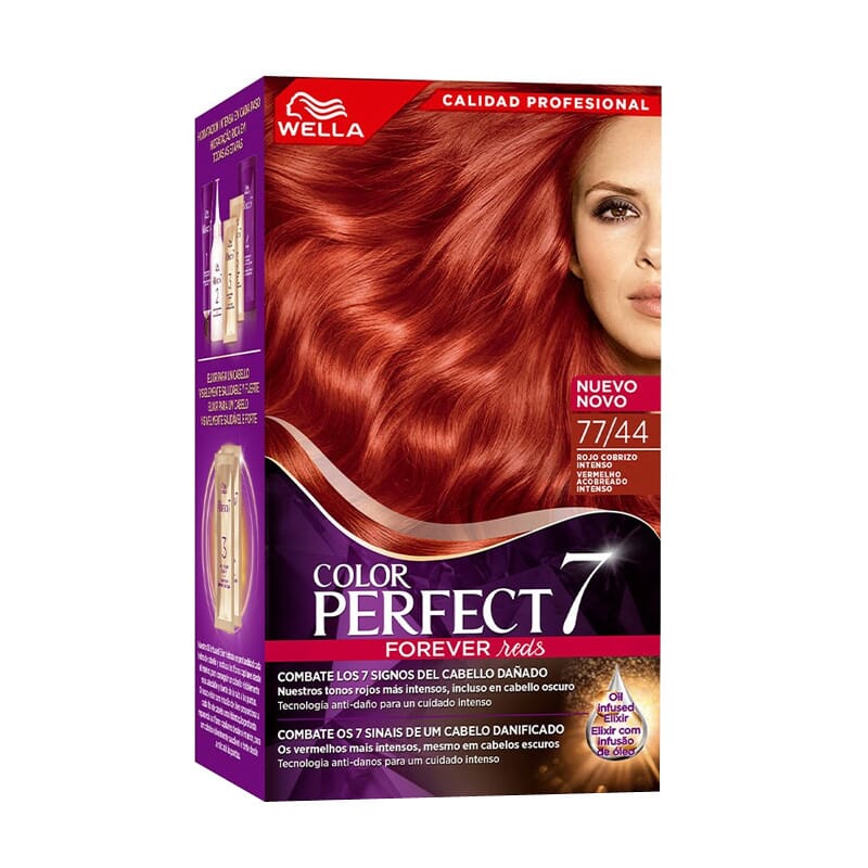 Color Perfect 7 100% Cobertura De Cabelo Branco #77/44 - Vermelho Acobreado Intenso