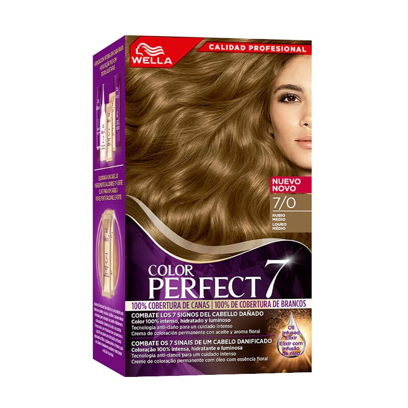 Color Perfect 7 100% Cobertura De Cabelo Branco #7/0 - Loiro Médio