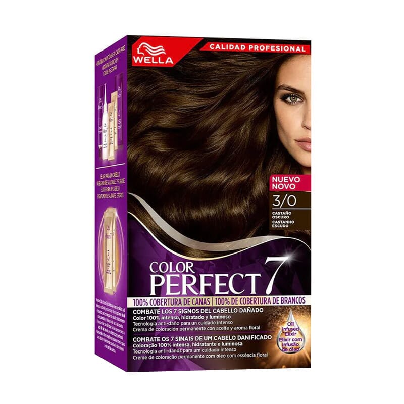Color Perfect 7 100% Cobertura De Cabelo Branco #3/0 - Castanho Escuro