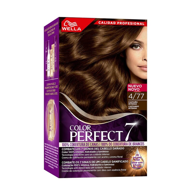 Color Perfect 7 100% Cobertura De Cabelo Branco #4/77 - Castanho Intenso