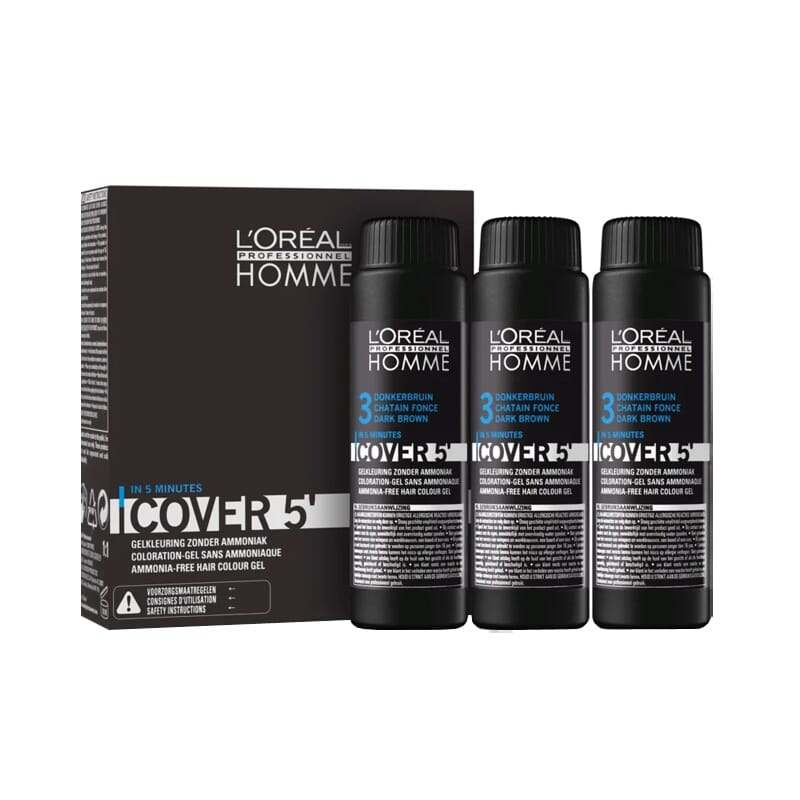 Homme Cover 5 Coloration-Gel Sans Amoniaque #3 3 Unds 50 ml