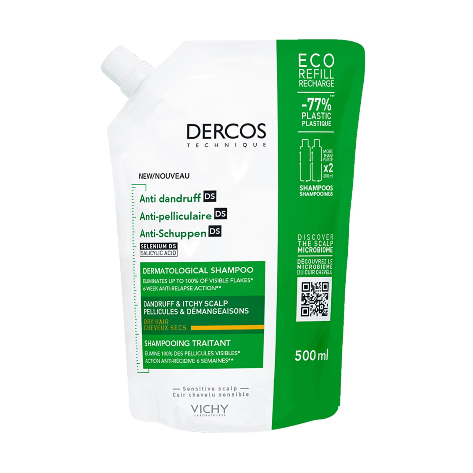 Dercos Technique Champú Anticaspa Seca Ecorefill 500 ml