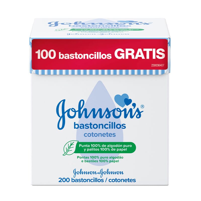 Baby Bastoncillos Punta Algodón 100% y Palitos Papel 200 Uds