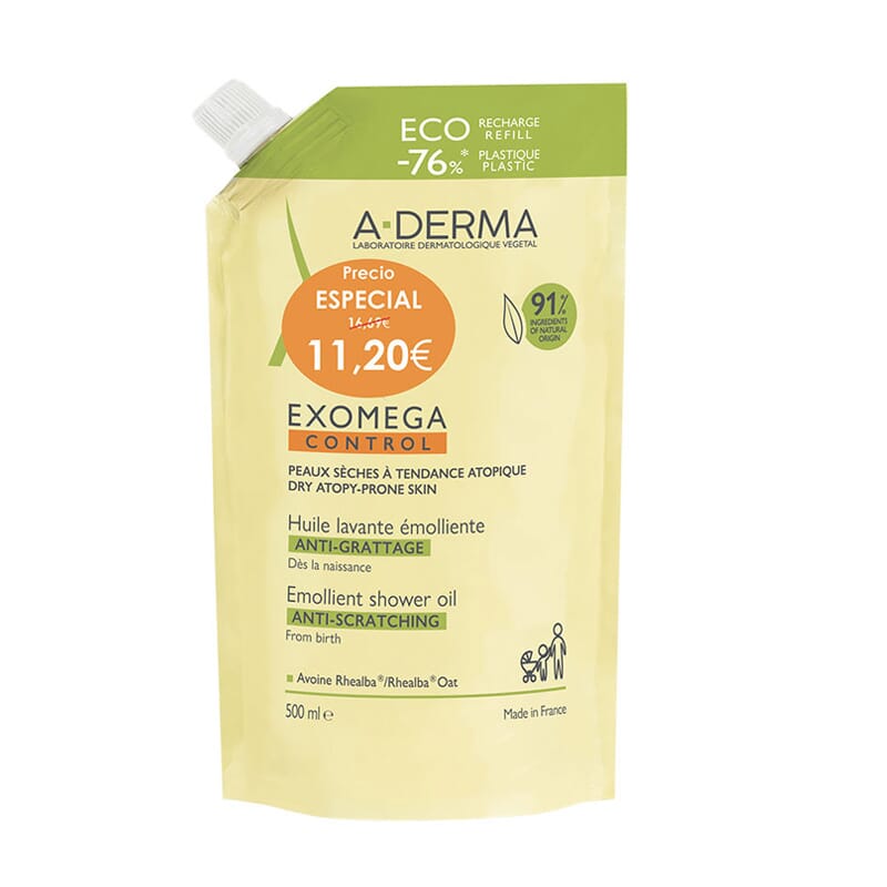 Exomega Control Aceite Emoliente De Ducha Recarga Eco 500 ml