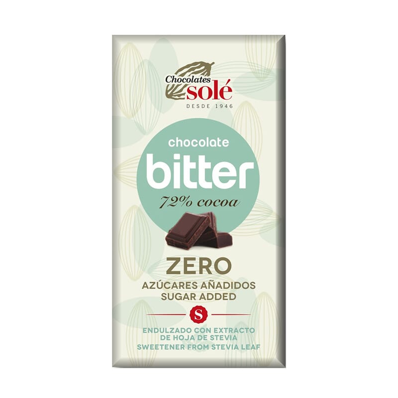 Chocolate Bitter Con Stevia 72% Cacao 100g de Chocolates Solé