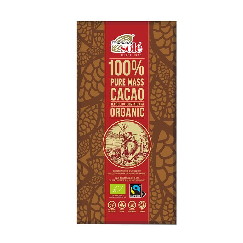 Pasta Pura 100% Cacao De República Dominicana Eco 100g de Chocolates Solé
