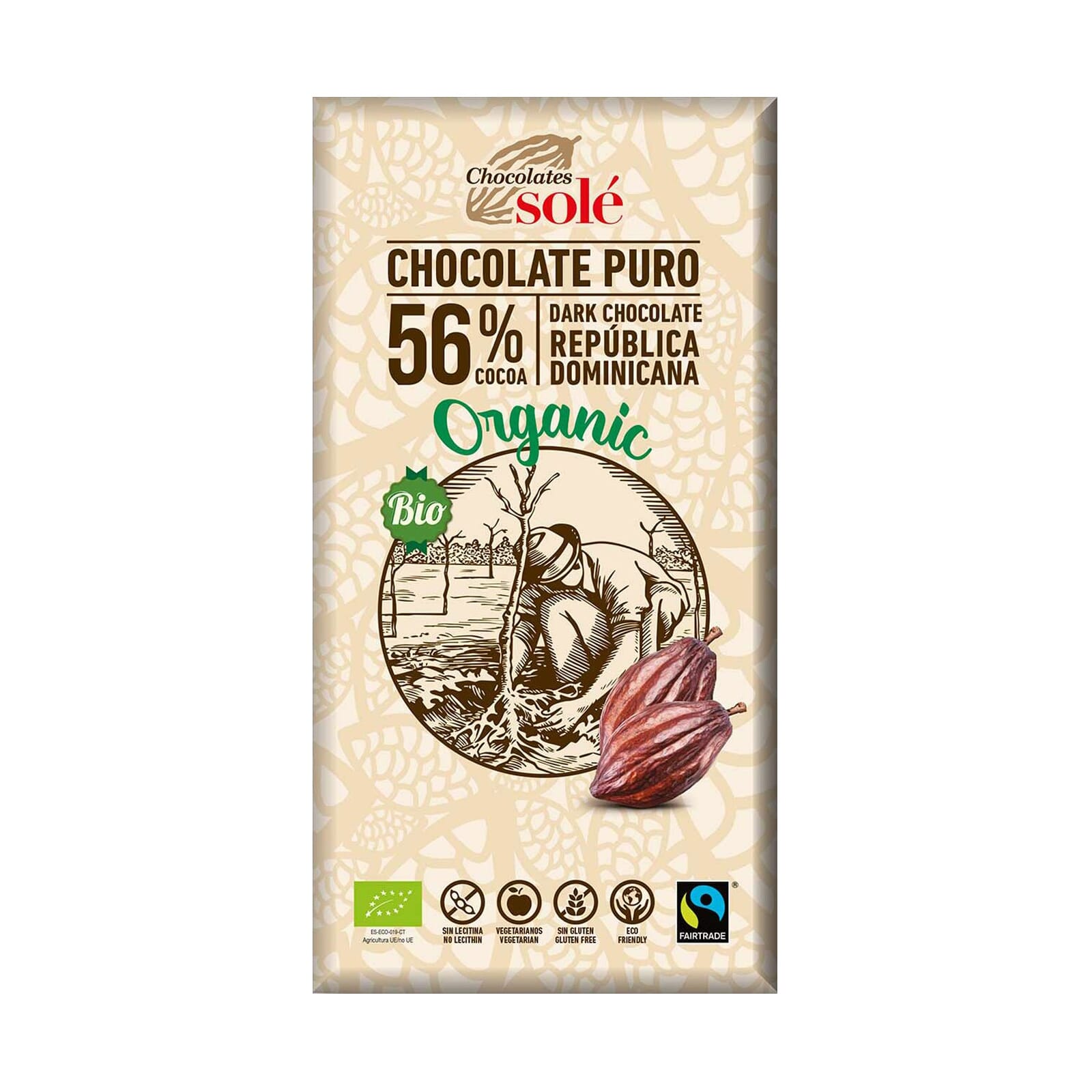 Chocolate Negro 56% Cacao Bio 100g de Chocolates Solé