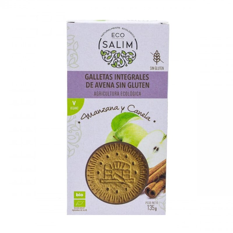 Galletas De Avena Integrales Sin Gluten Manzana Canela Eco 135g