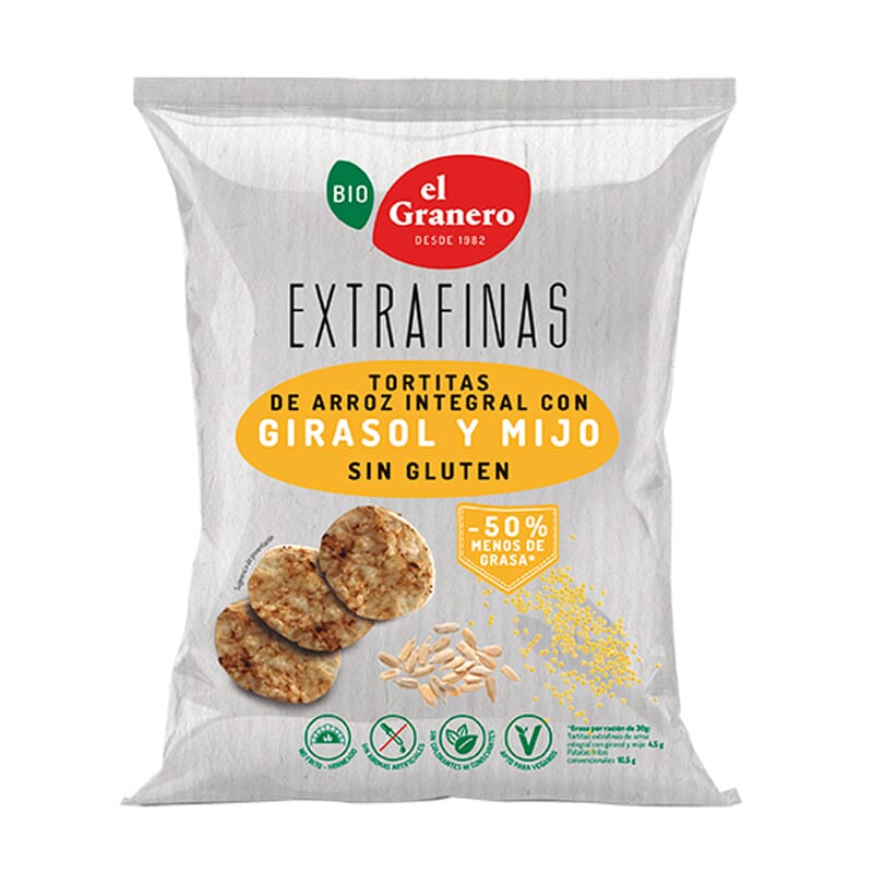 Extrafinas Tortitas Arroz Integral Girasol Y Mijo Sin Gluten Bio 60g