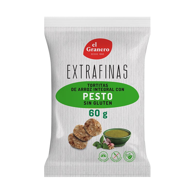 Extrafinas Tortitas Arroz Integral Pesto Sin Gluten 60g