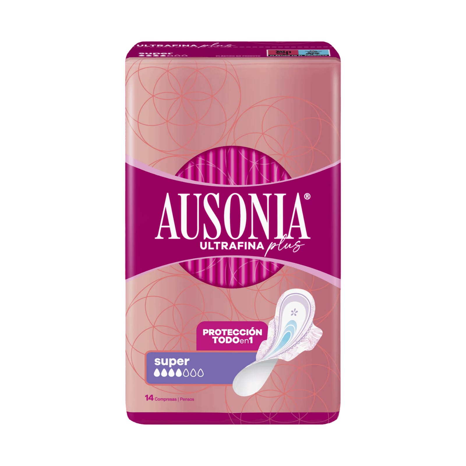 Ausonia Compresa Alas Ultrafina Plus Protección Todo en 1 Super 14 Uds