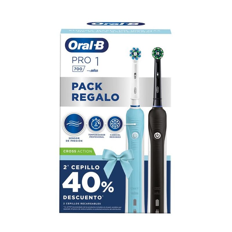 Cadeaupakket Oral-B Elektrische Tandenborstel PRO 1 Blauw + Zwart