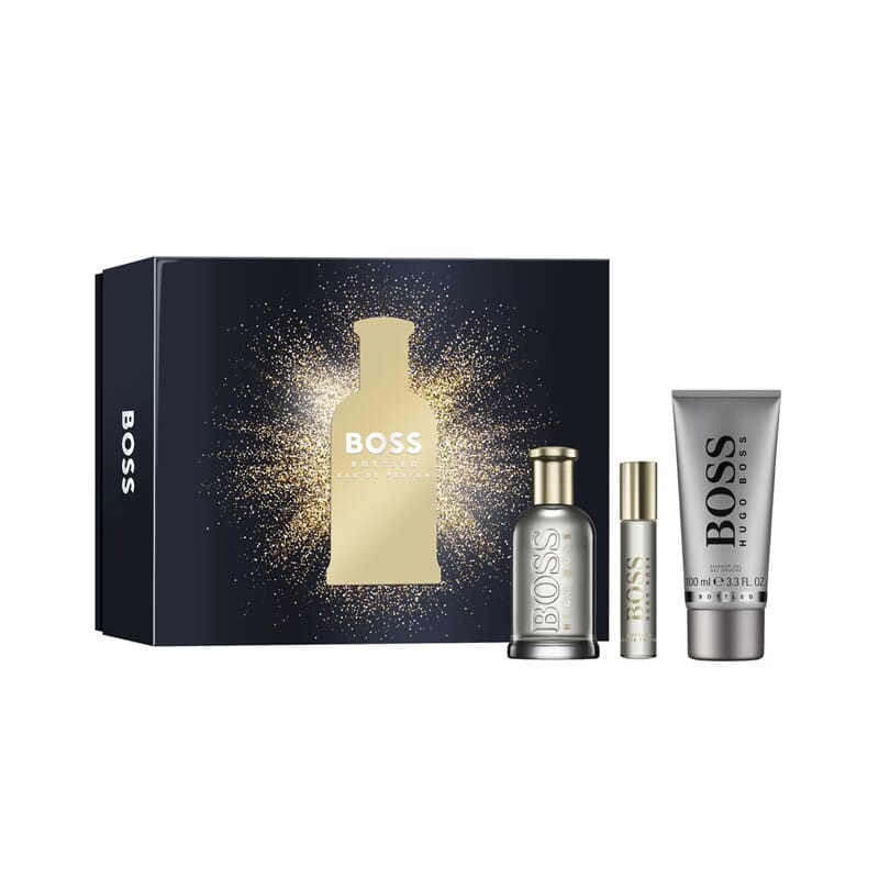 Boss Bottled Parfum 100 ml + Parfum 10 ml + Gel Ducha 100 ml Lote