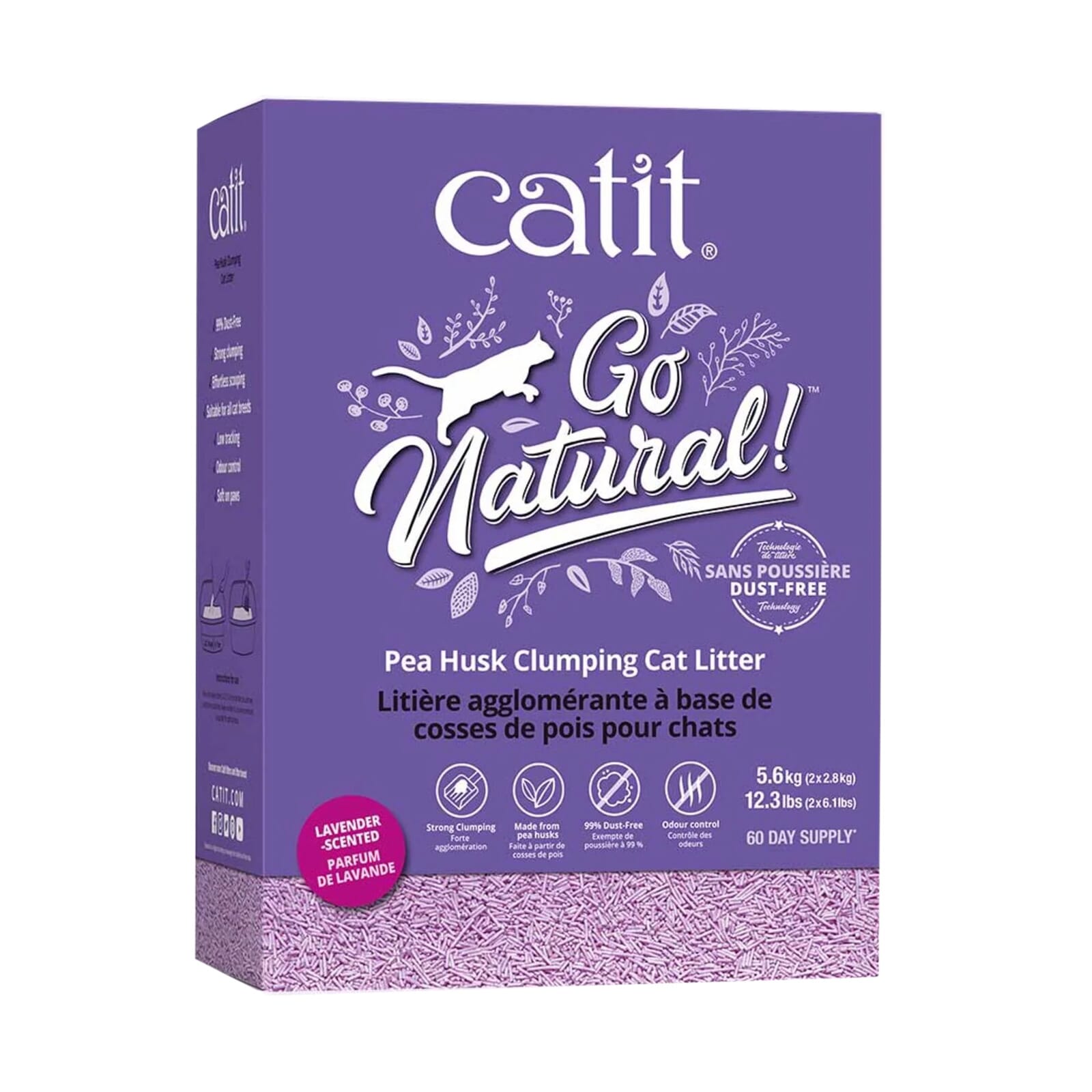 Catit Go Natural - Arena aglutinante para gatos de cáscara de guisante,  14.8 libras, natural (el embalaje puede variar)