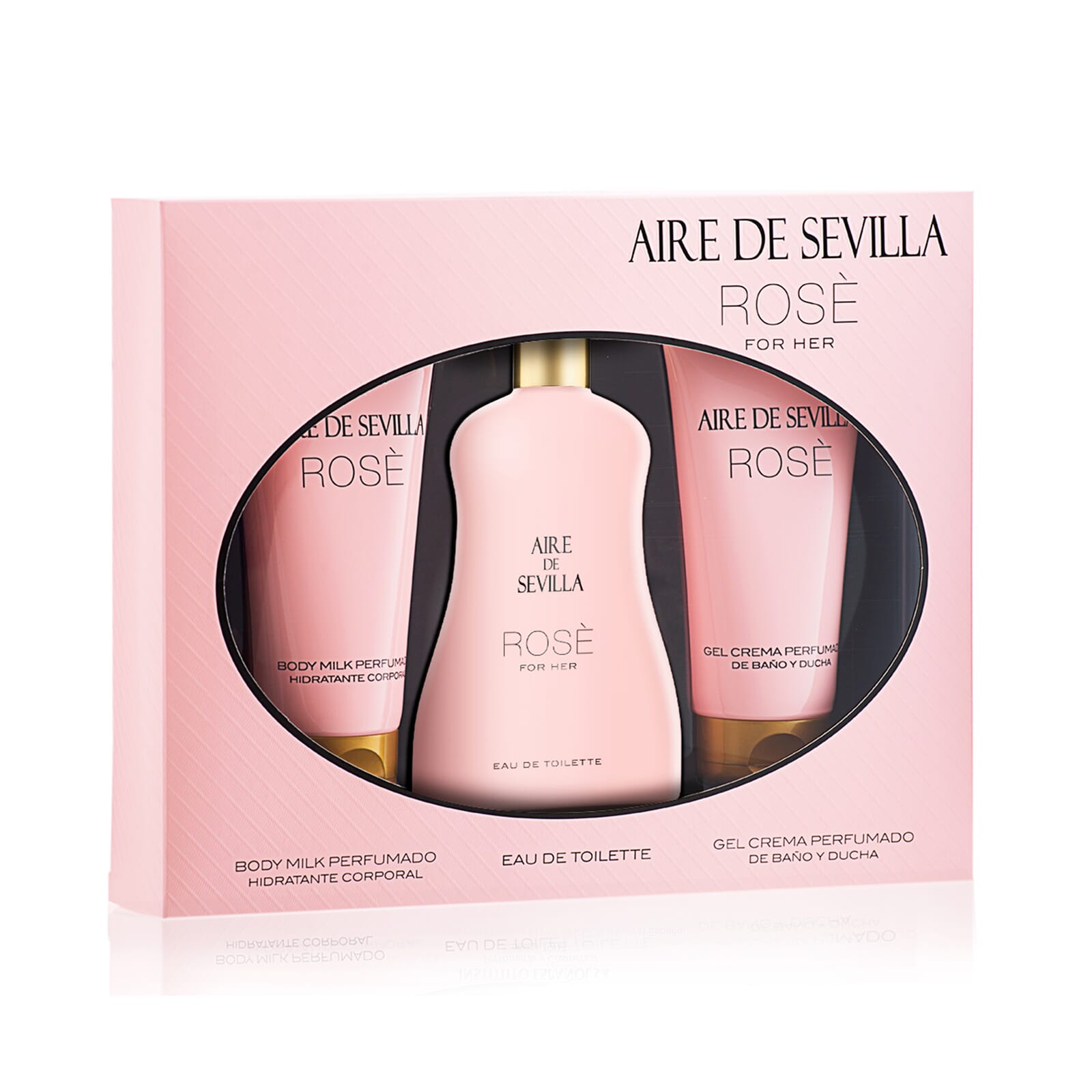 Aire De Sevilla Rosé EDT 150 ml + Body Milk 100 ml + Gel 100 ml Lote