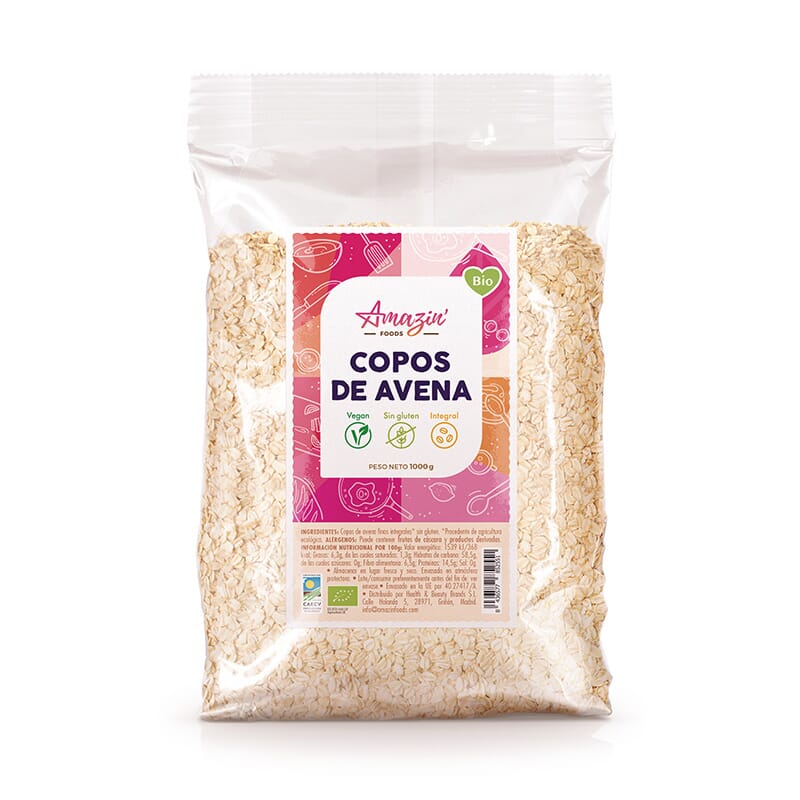 Copos De Avena Integrales Sin Gluten Bio 1 Kg