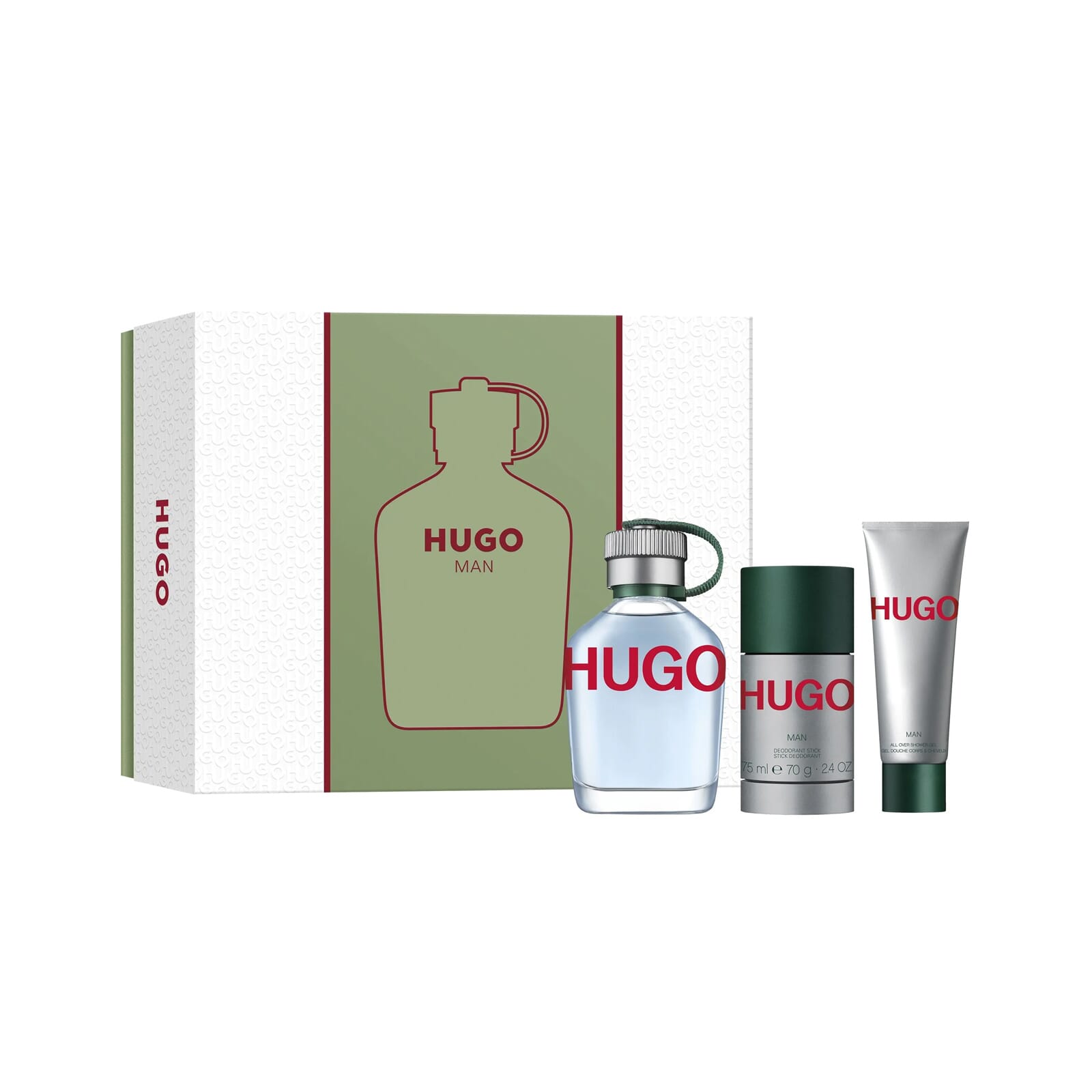 Hugo Man EDT 125 ml + Gel Ducha 50 ml + Deo 75 ml Lote