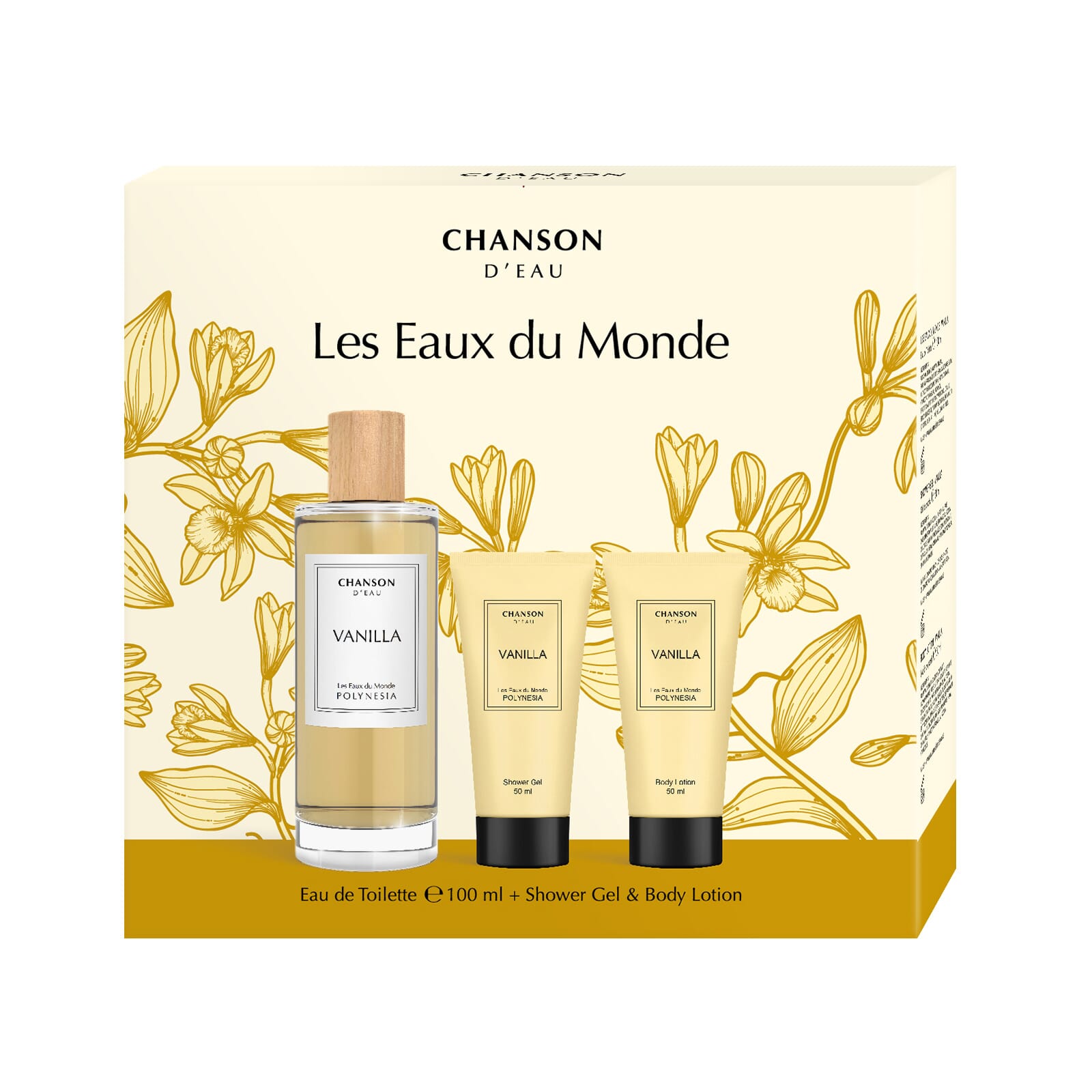 Les Eaux du Monde Vainilla EDT 100 ml + Gel 50 ml + Loción 50 ml Lote