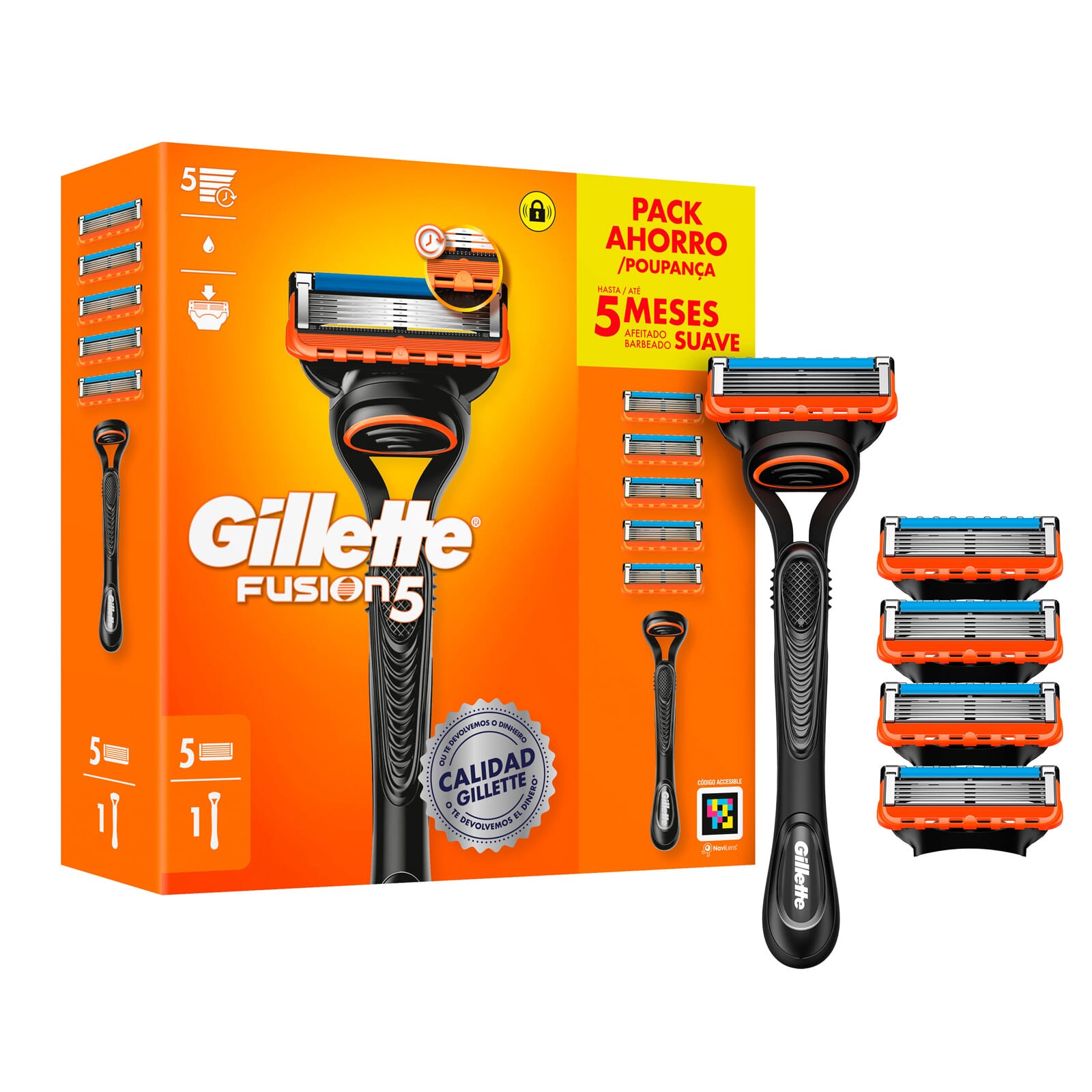 Gillette Fusion5 Pack Maquinilla + 5 Recambios Lote