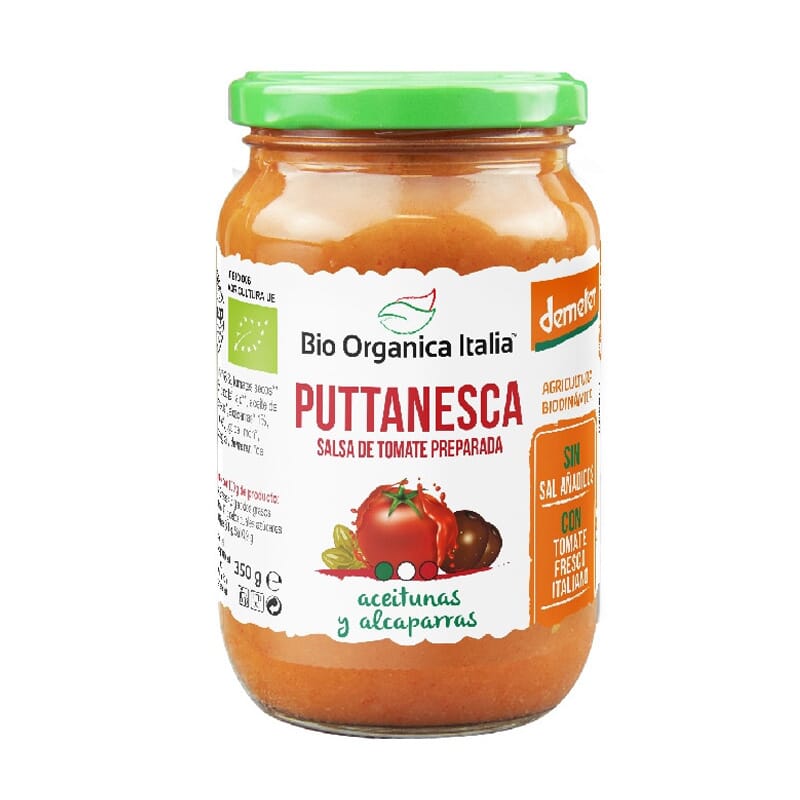 Salsa Tomate Puttanesca Aceitunas y Alcaparras Bio 350g