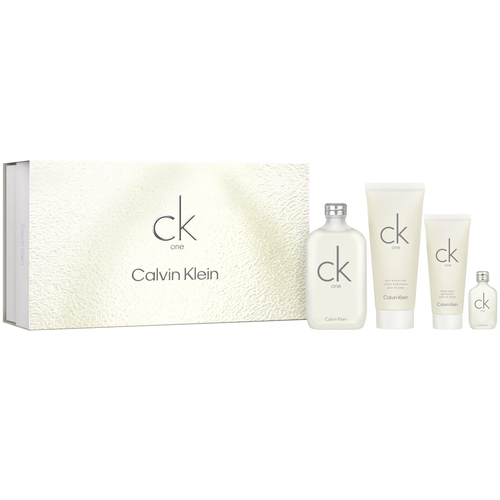 CK One EDT 200 ml + Loción 200 ml + Gel 100 ml + EDT 15 ml  Lote