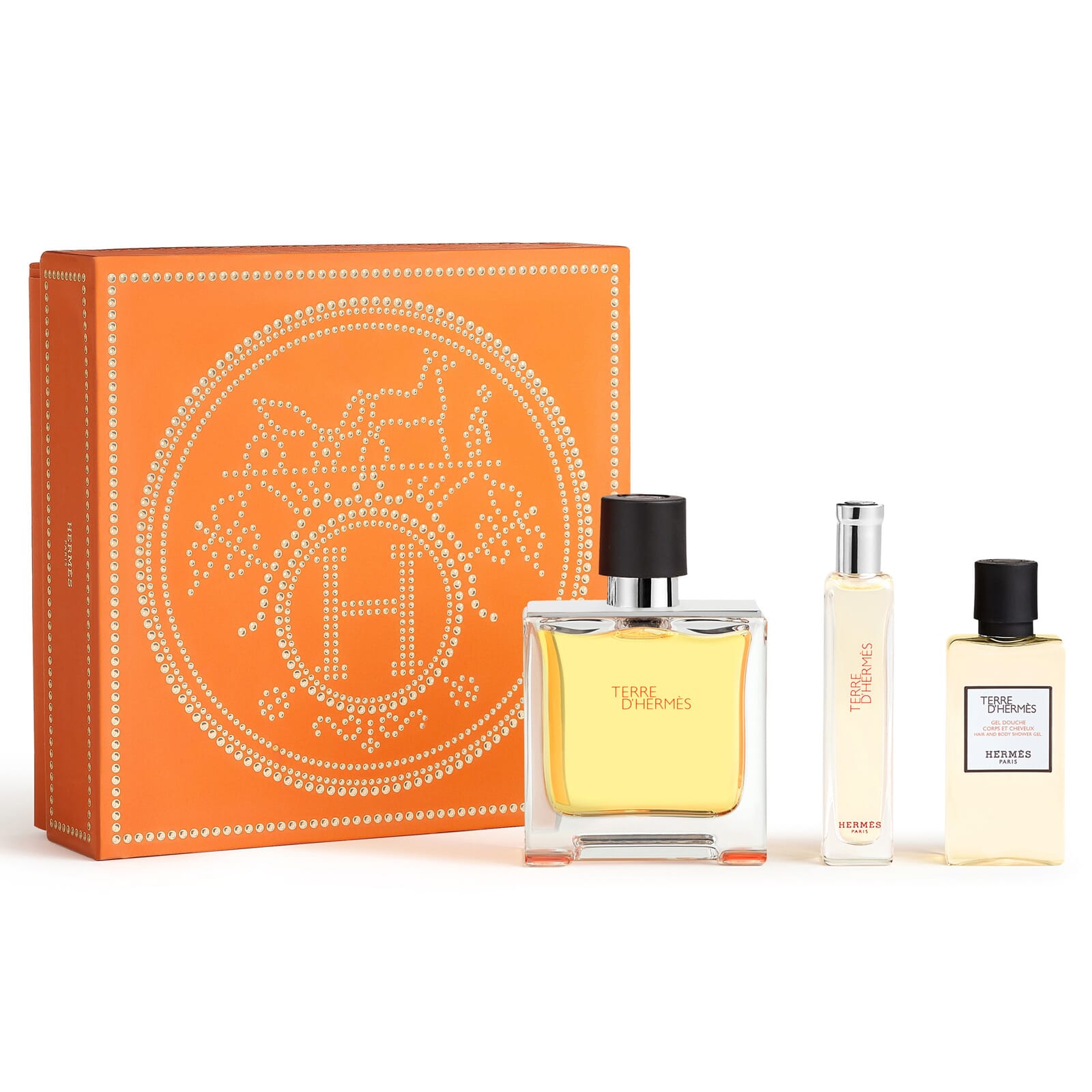 Terre D'Hermes Parfum 75 ml + Parfum Mini 15 ml + Gel 40 ml Lote