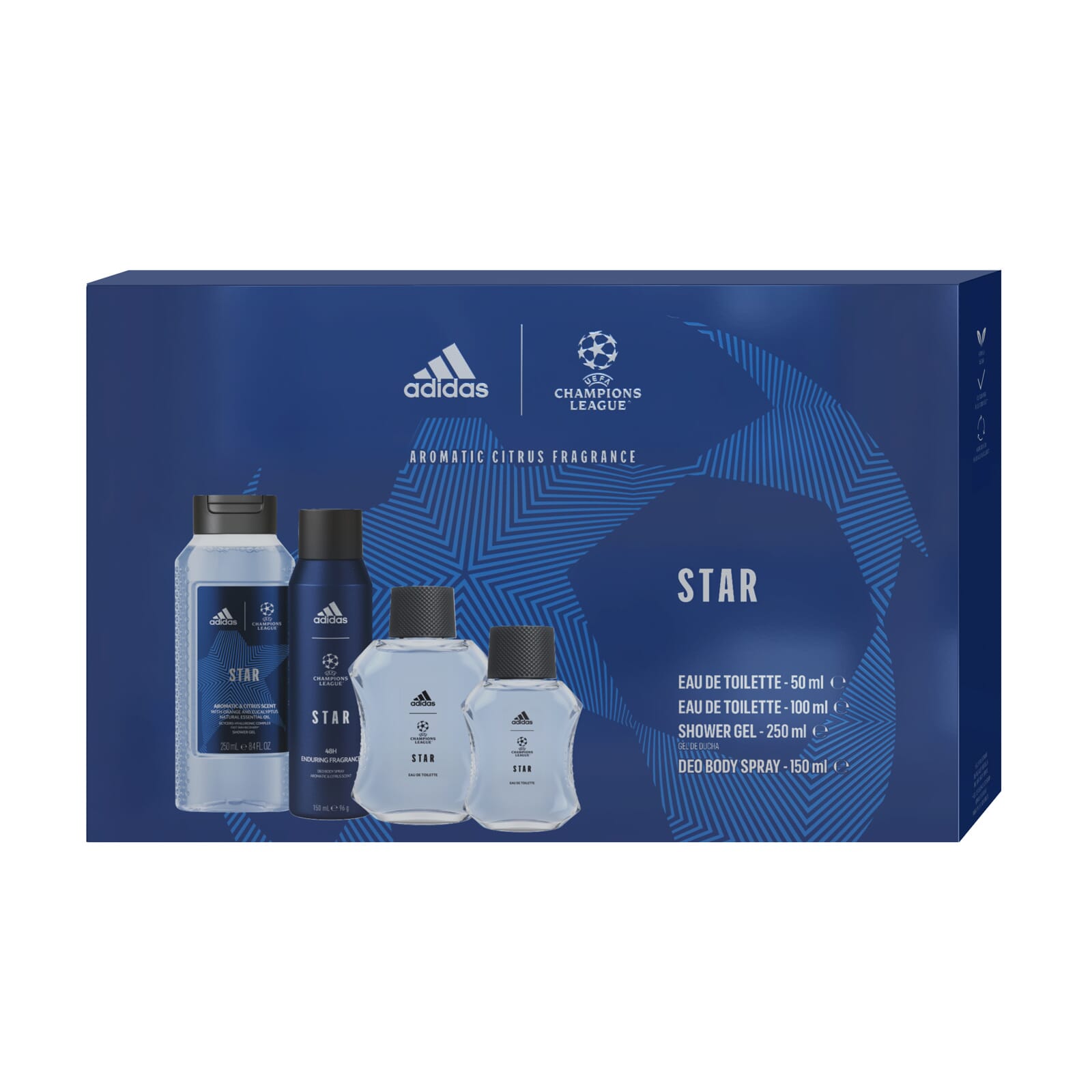 UEFA Star EDT 100 ml + Gel De Ducha 250 ml + Mini EDT 50 ml Lote