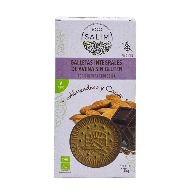 Biscotti Integrali Di Avena Senza Glutine Mandorle Cacao Eco 135g