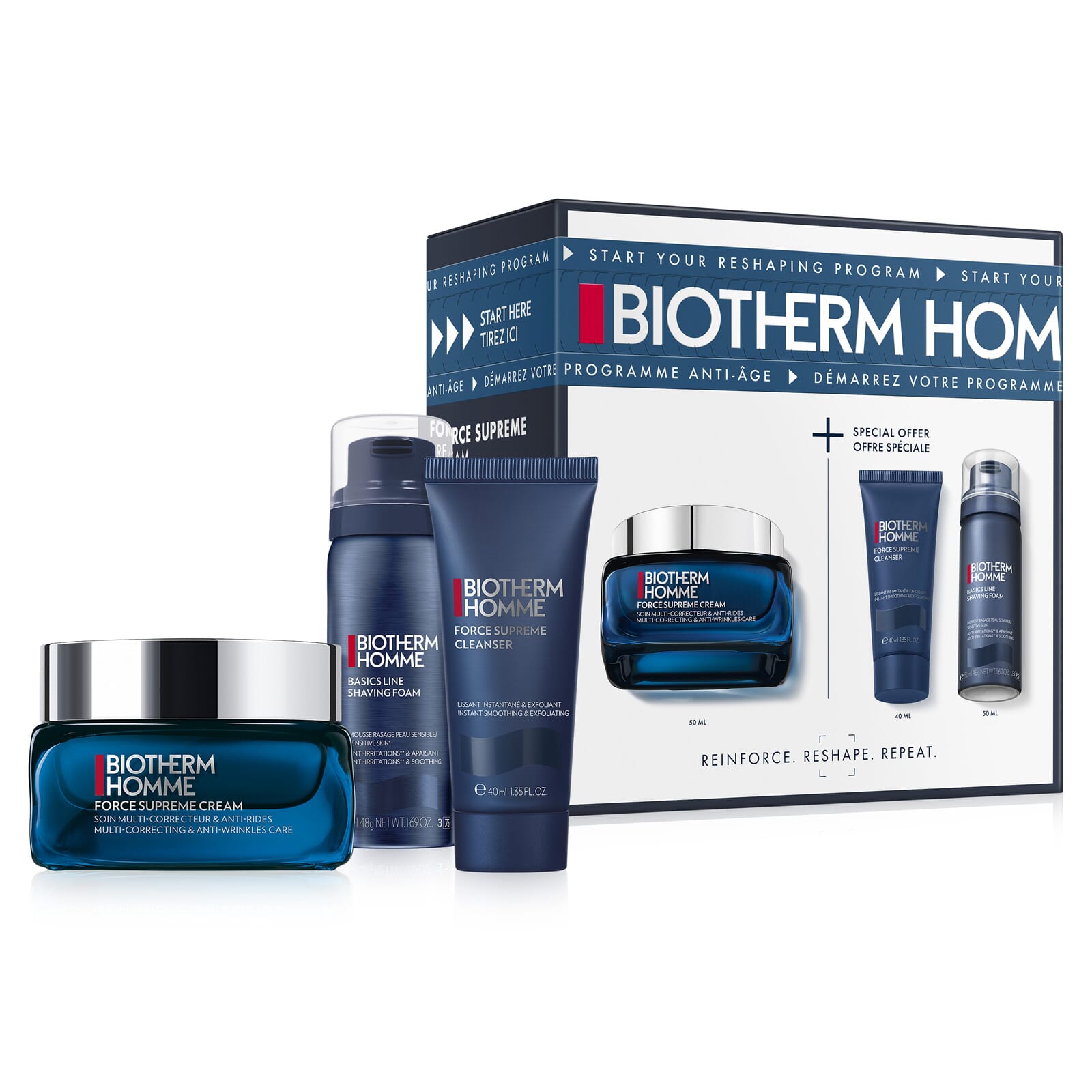Homme Force Supreme Cream 50 ml + Cleanser + Shaving Foam 3 Uds