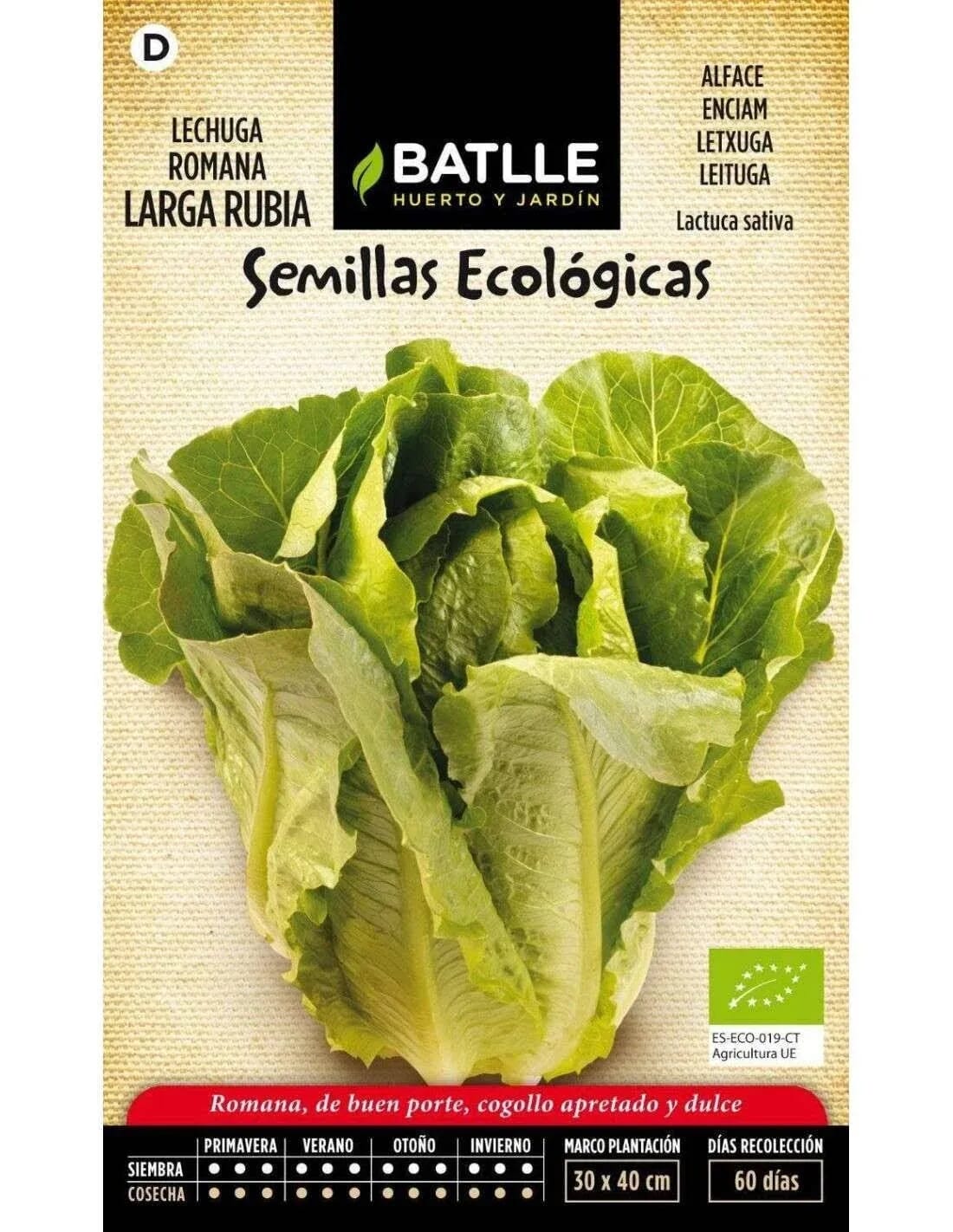 Semillas Lechuga Romana Larga Rubia Eco  