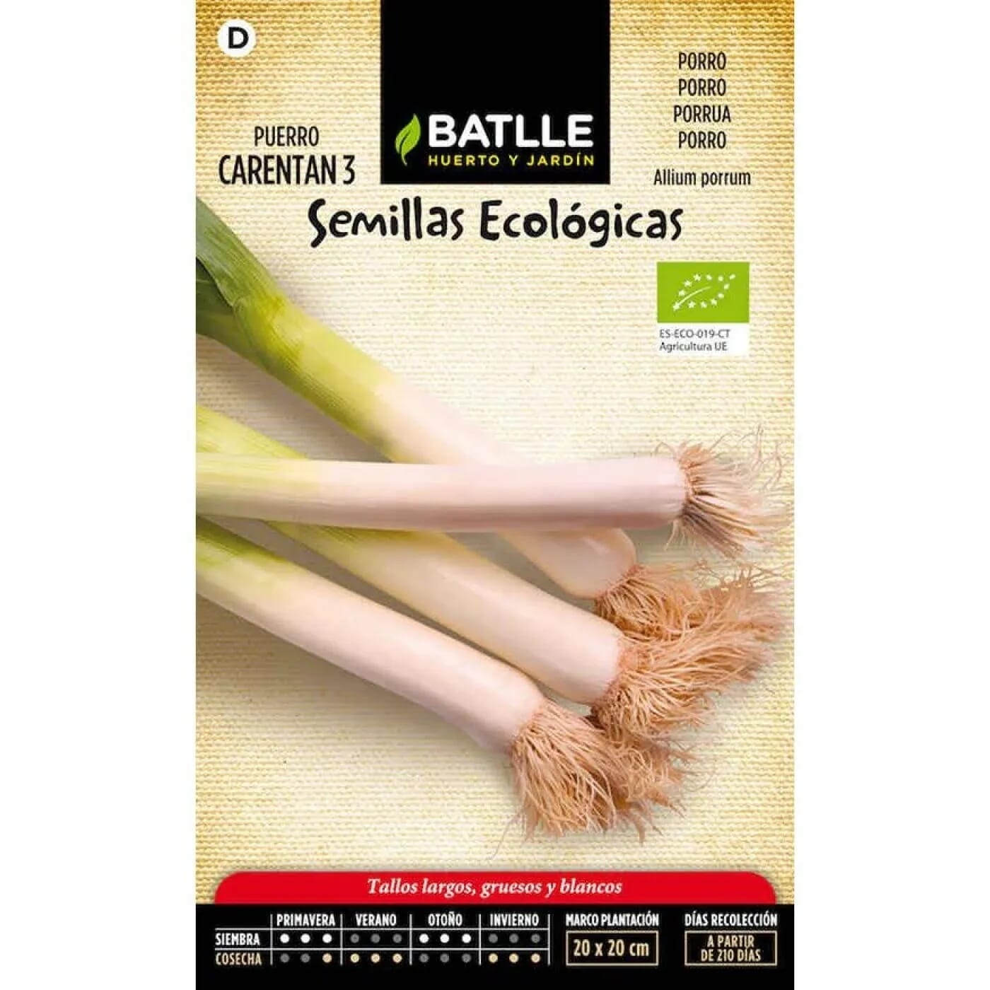 Semillas Puerro Grueso Carentan 3 Eco  