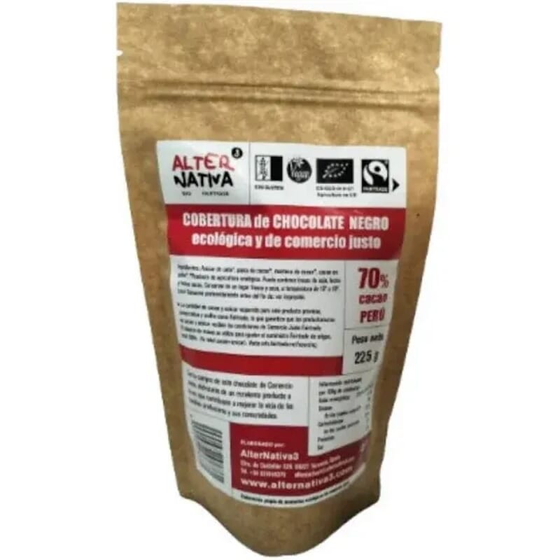 Cobertura De Chocolate Negro 70% Cacao De Perú 225g de Alternativa3