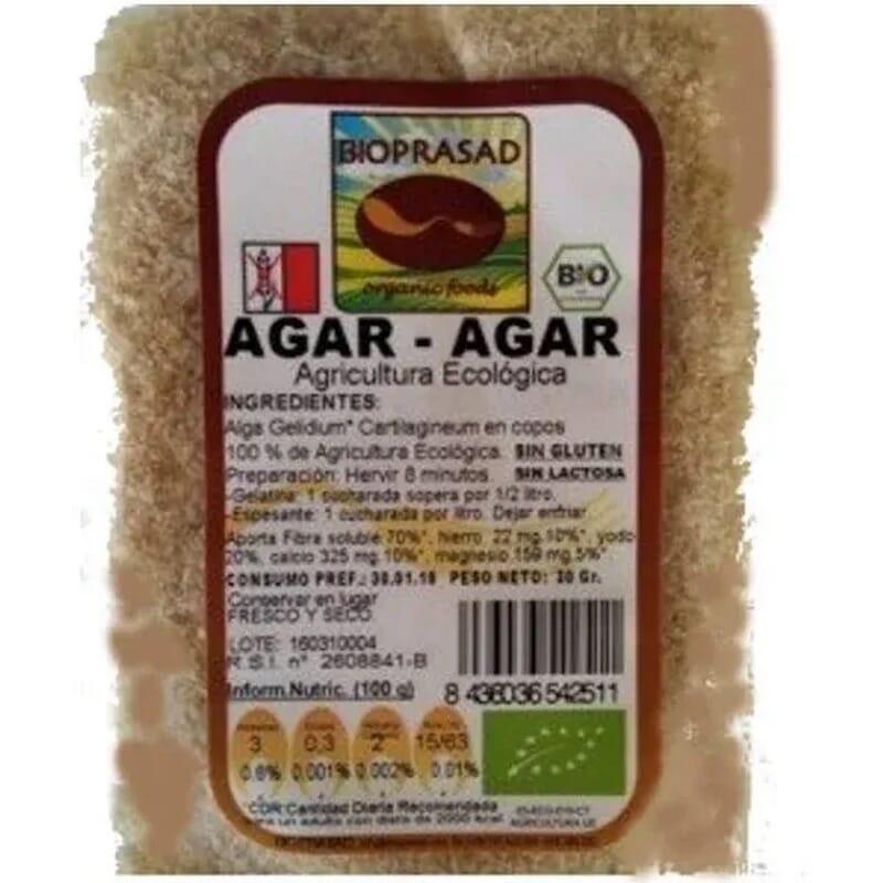 Algas Agar Agar Copos Sin Gluten Eco 30g de Bioprasad