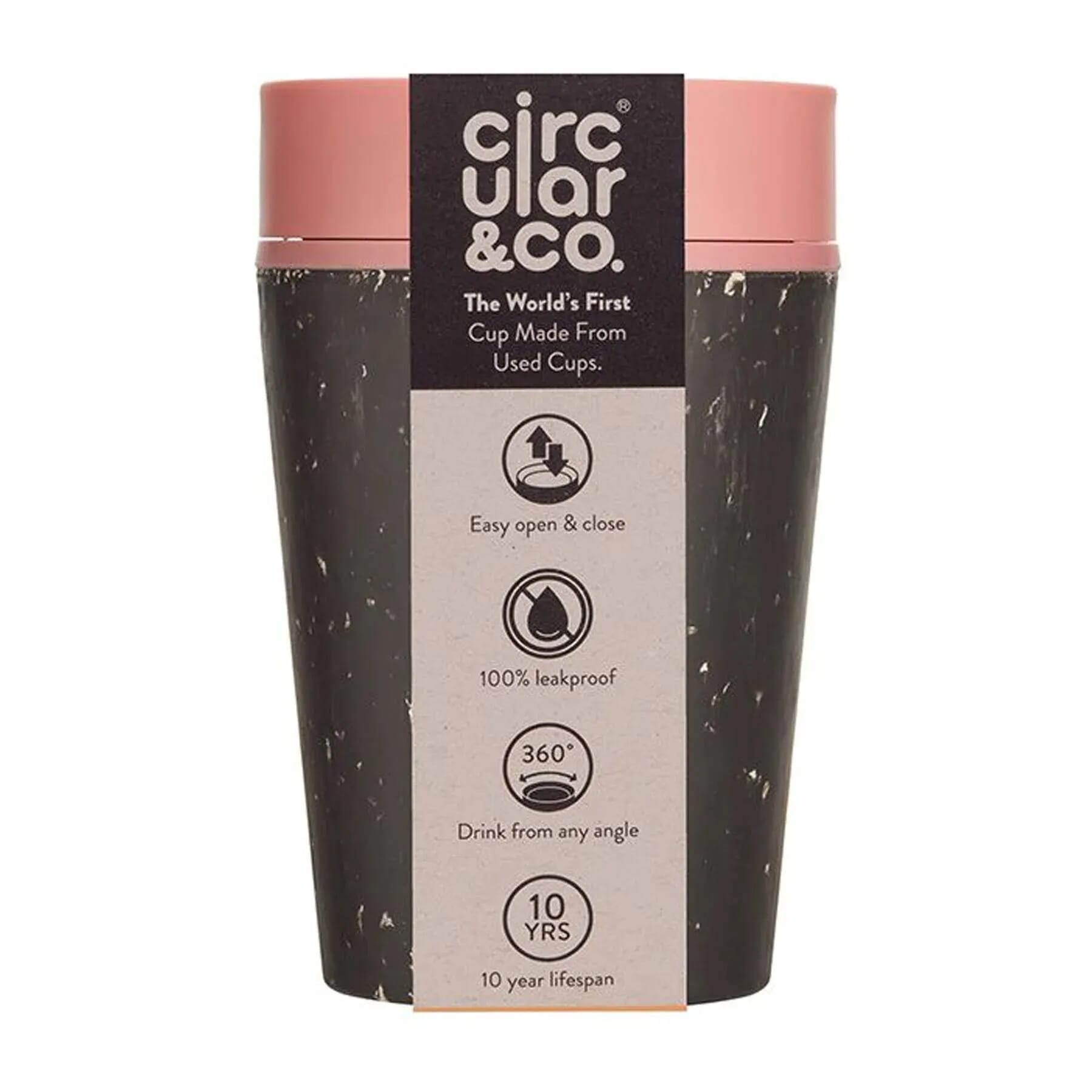 Vaso Circular Cup Negro Rosa 227 ml