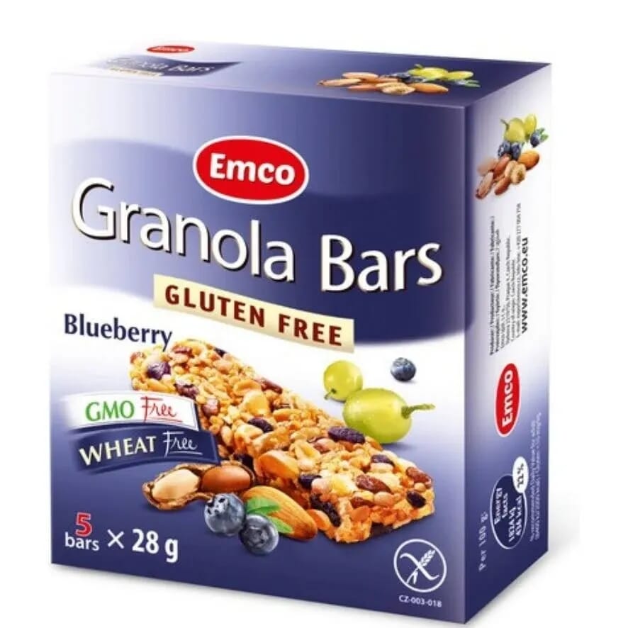 Barre de Céréales Myrtilles Sans Gluten 5 Unités 28g