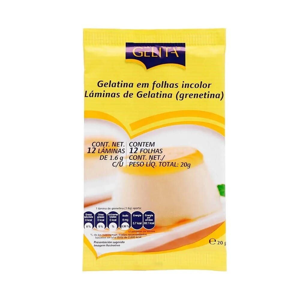 Gélatine Blanche Feuilles 12 Unités
