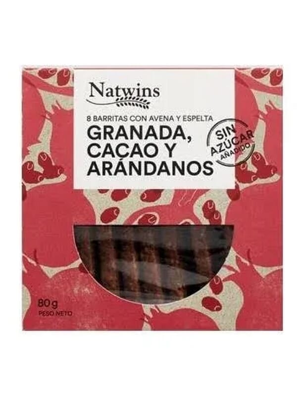 Barritas Granada Cacao Arandanos 8 Uds de Natwins