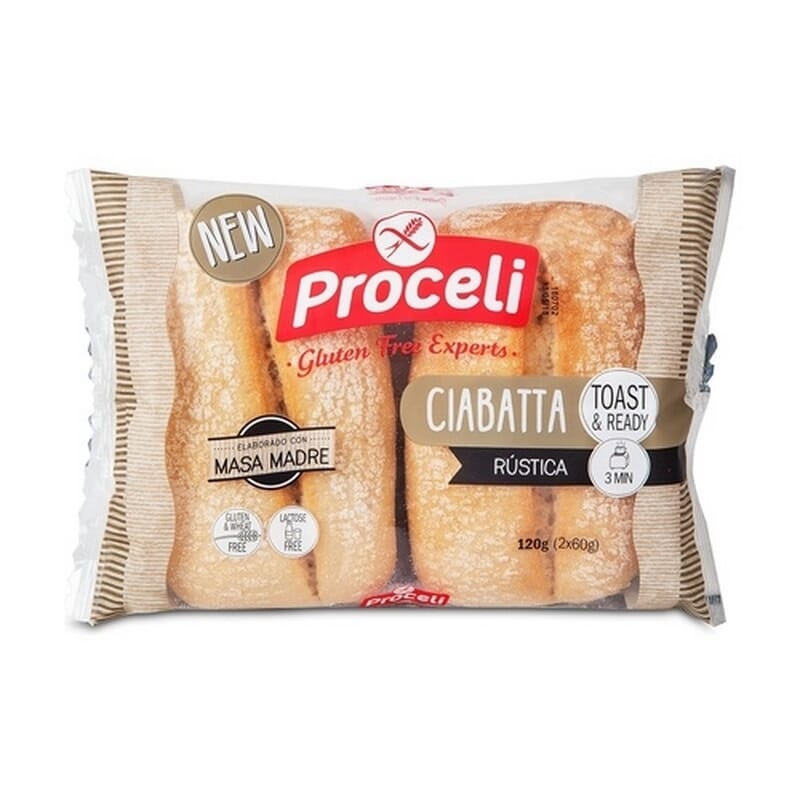 Pan Ciabatta Rustica Sin Gluten 2 Uds 60 g de PROCELI