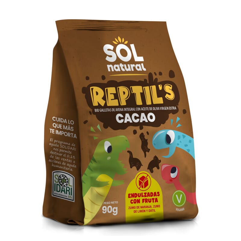 Reptil's Galletas De Avena Integral Cacao 90g