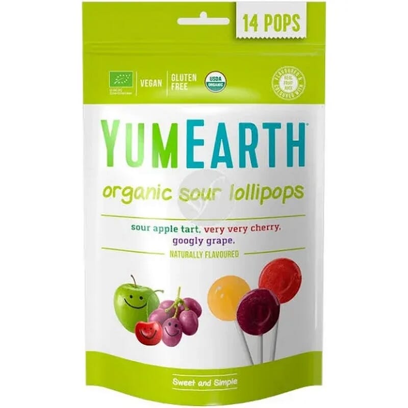 Piruletas de Frutas Acidas Sin Gluten Bio 14 Uds de Yumearth