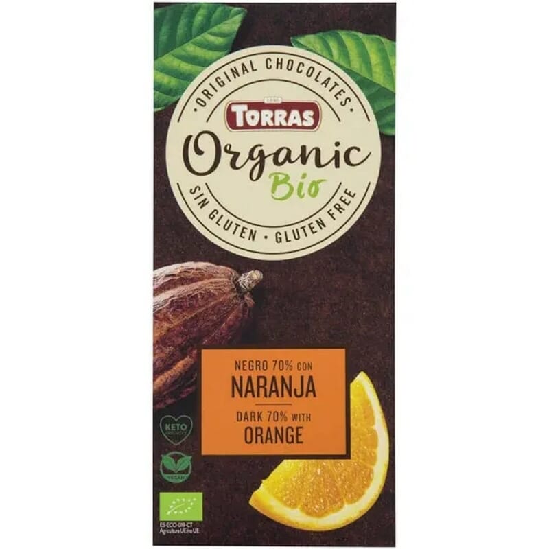 Chocolate Negro 70% Cacao Con Naranja Organic 100g
