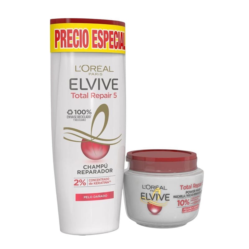 Elvive Total Repair 5 Champú 250 ml + Repair Mascarilla 300 ml Lote