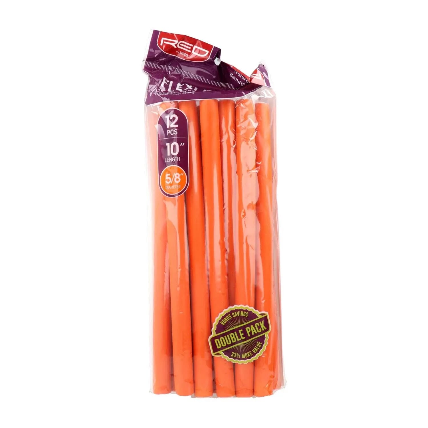 Flexi Rods 10" 5/8" Bigoudis Flexibles #Orange 12 Unités