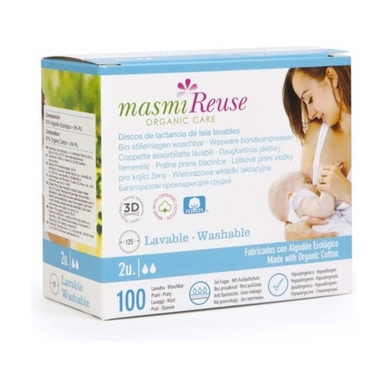 Discos Lactancia Reutilizable 2 Uds de Masmi Natural Cotton